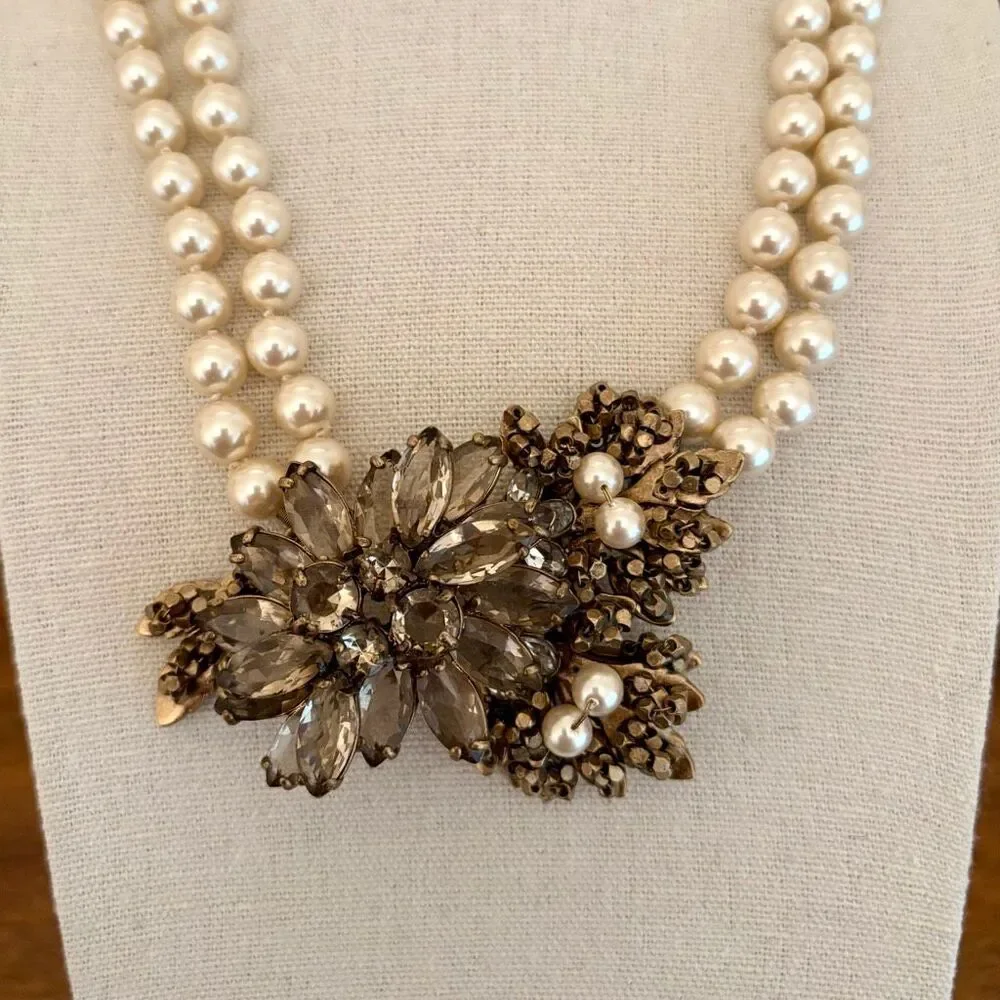 J.Crew | Ornate Pearl Statement Necklace | 18” Adjustable